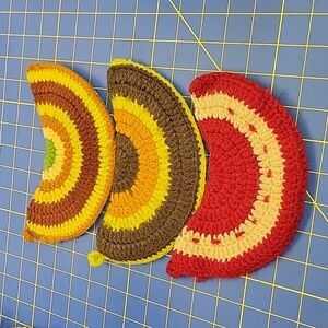 Vintage Crochet Trivet Potholder Set of 4 (8" x 4") Various Colors